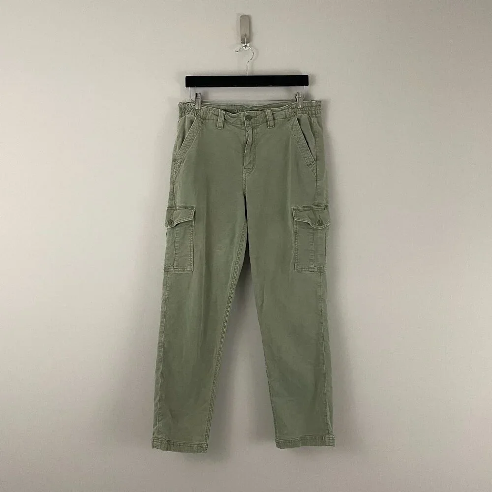 American Eagle Straight Leg Army Green Cotton Cargo Pants Size 14